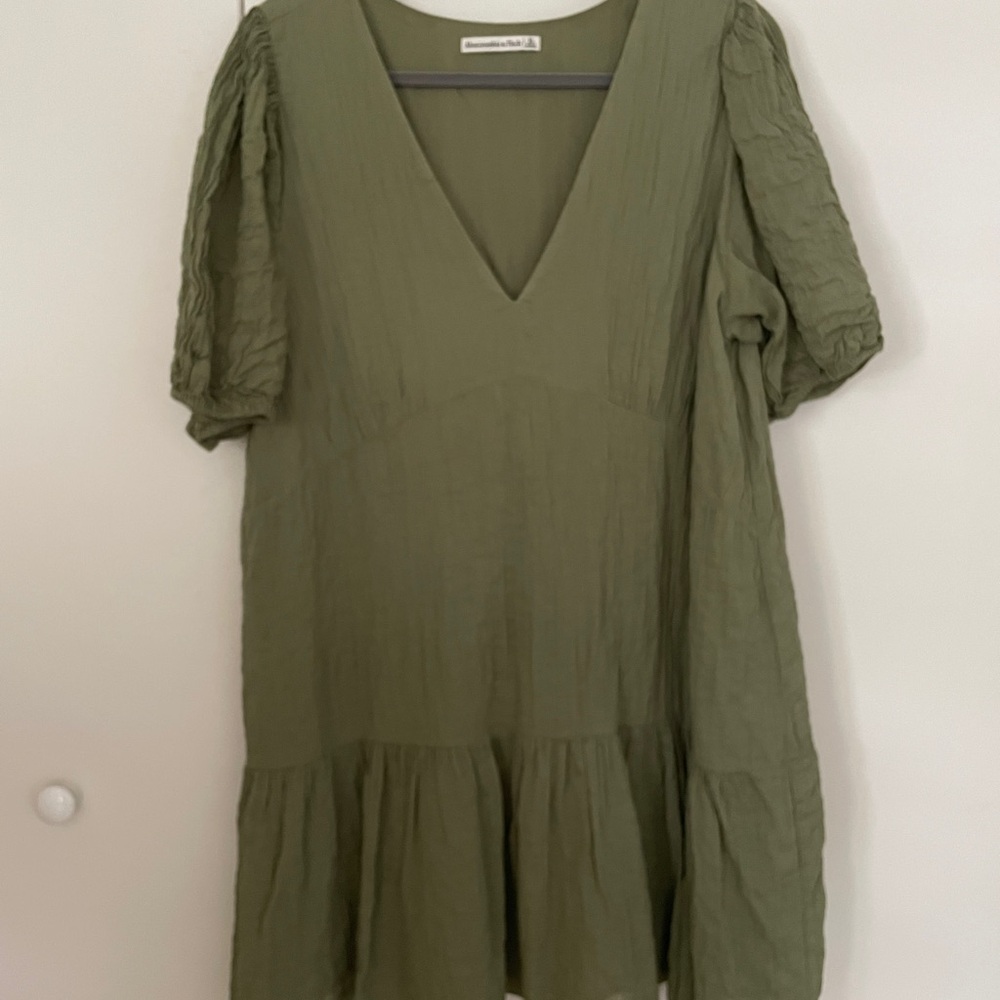 Abercrombie Olive Green V-Neck Dress | XL